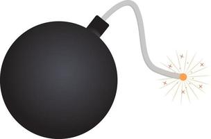 Black bomb,illustration, vector on white background.