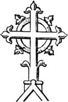 Finial Cross, religion,  vintage engraving. vector