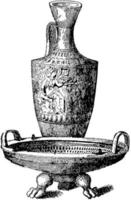 Lecythus is a type of Ancient Greek vessel, vintage engraving. vector
