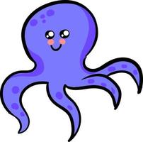 Purple octopus, illustration, vector on white background.