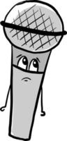 Sad microphone, illustration, vector on white background.