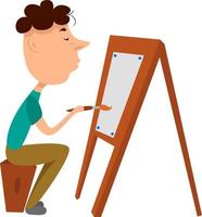 Man on a drawing lesson, illustration, vector on white background