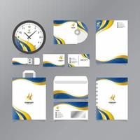 plantilla de kit de negocios formal con degradado de color azul y dorado vector