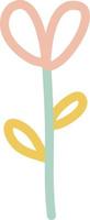 Colorful Cute Doodle Flower Plant Vector Illustration