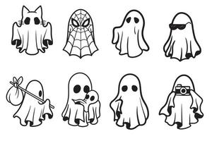 halloween ghost illustration vector set