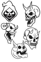 set of skull collection vector