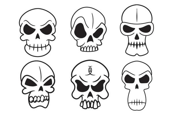 set of skull collection vector