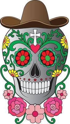Art skull day of the dead. Hand painting and make graphic vector.