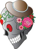 Art skull day of the dead. Hand drawing and make graphic vector. vector