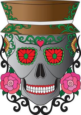 Art skull day of the dead. Hand drawing and make graphic vector.