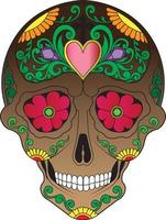 calavera de arte dia de muertos. pintar a mano y hacer un vector gráfico.