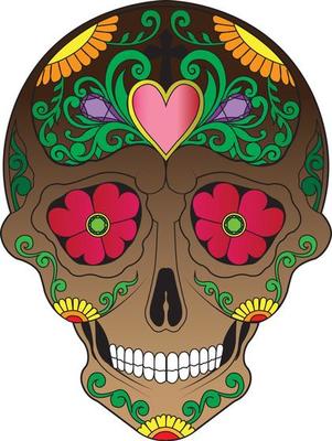 Art skull day of the dead. Hand painting and make graphic vector.