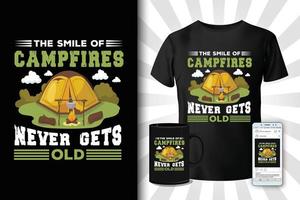 The smile of campfires never gets old t-shirt design vector