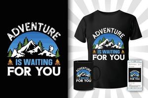la aventura te está esperando diseño de camiseta vector