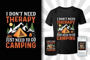 Camping is the therapy t-shirt design vector