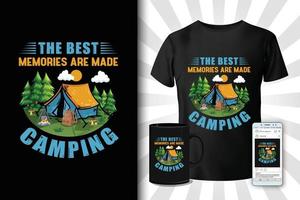 los mejores recuerdos se hacen diseño de camiseta de camping vector