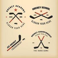 diseño de conjunto de logotipo de palo de hockey vector