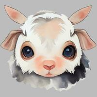 illustration vector graphic of baby goat on water color style good for print on greeting card, poster, t-shirt or kid product design