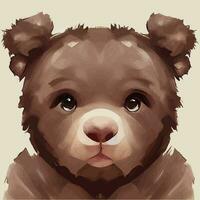 Gráfico vectorial de ilustración de oso pardo bebé en estilo de color de agua bueno para imprimir en tarjeta de felicitación, póster, camiseta o diseño de producto para niños vector