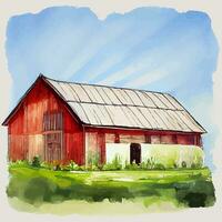 illustration vector graphic of barn house on watercolor painting style good for print