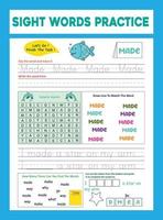 Sight Words Practice Worksheet vector