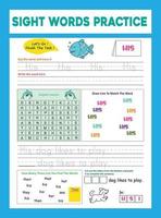 Sight Words Practice Worksheet vector