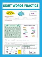 Sight Words Practice Worksheet vector