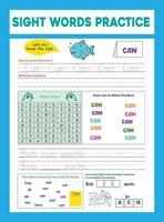 Sight Words Practice Worksheet vector