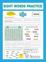 Sight Words Practice Worksheet vector