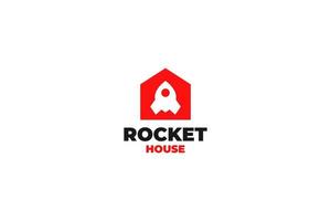 Flat rocket house logo design vector illustration