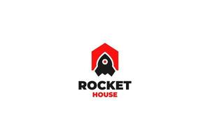 Flat rocket house logo design vector illustration