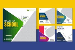 Back to school social media post template bundle vector