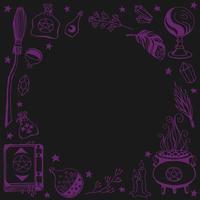 Witchcraft, magic background for witches and wizards. Hand drawn magic tools, concept of witchcraft. vector