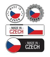 Set of Made in Czech Republic labels, logo, Czech Republic flag, Czech Republic Product Emblem vector