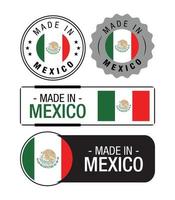 conjunto de etiquetas hechas en méxico, logotipo, bandera de méxico, emblema de producto de méxico vector