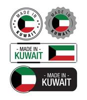 Set of Made in Kuwait labels, logo, Kuwait flag, Kuwait Product Emblem vector