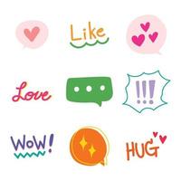 Set of word, speech bubble handdrawn. Design for element, decorate. vector