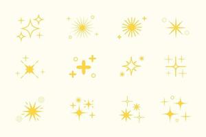 Set of sparking star. Icon and symbol. Starry vector illustration isolated on white background