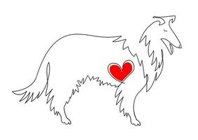 Collie vector icon dog with a heart.