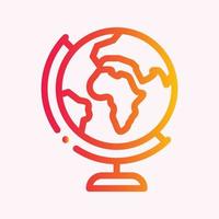 Gradient colourful outline globe flat icon design vector