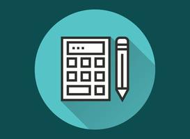 Pencil and calculator icon for graphic and web design. vector