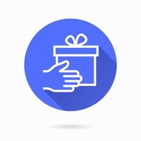 Gift in hand icon for graphic and web design. vector