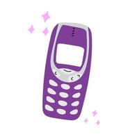 Trendy hipster y2k aesthetic illustration with phone. Nostalgia for the 2000 years. vector