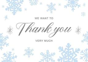 Thank you very much card template with hand drawn calligraphy quote and cute snowflakes illustrations. Season vector design templates.