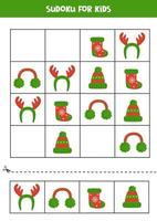 Educational sudoku game with winter accessories. vector