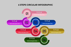 6 Steps Circular Infographic vector