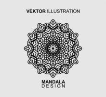 BLACK AND WHITE MANDALA DESIGN, SUITABLE FOR COLORING BOOK AND VARIOUS OTHER NEEDS. VECTOR ILLUSTRATION