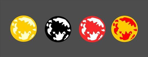 Four full moons. Yellow, red, black and white moon. Flat style. Halloween elements. Simple style vector