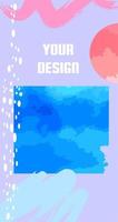 The blue violet template is vertical for stories in social networks. the form is vertical, abstract style. Squiggles and spots. vector