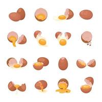 Eggshell icons set cartoon vector. Egg broken vector